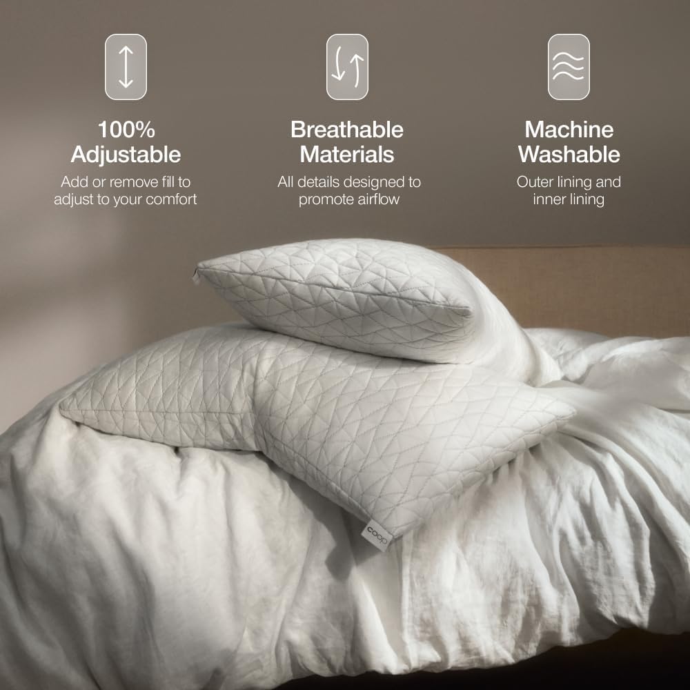 Coop Home Goods Original Adjustable Pillow, Queen Size Bed Pillow for Sleeping, Cross Cut Memory Foam Pillow - Medium Firm Back, Stomach and Side Sleeper Pillow, CertiPUR-US/GREENGUARD Gold - Image 5
