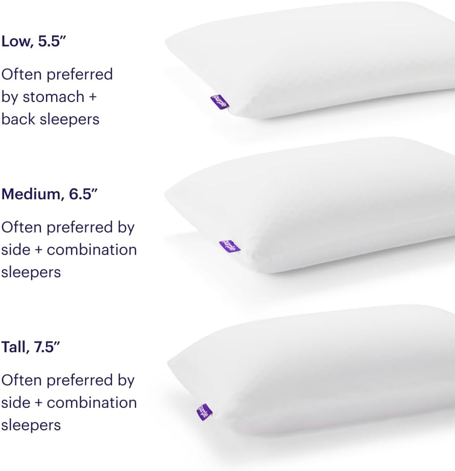 Purple Harmony Pillow - Low Loft, Standard Size - Cooling Gel Neck Pillow - Image 7