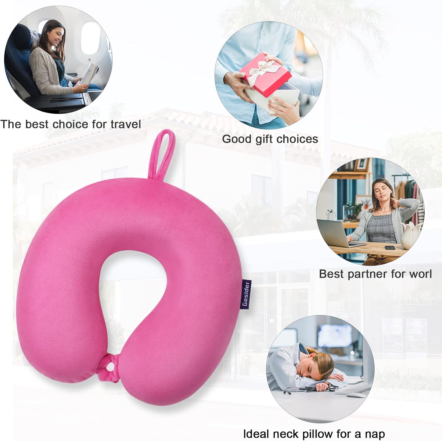 Travel Neck Pillow Memory Foam U Shape Airplane Pillow Deep Powder - Image 6