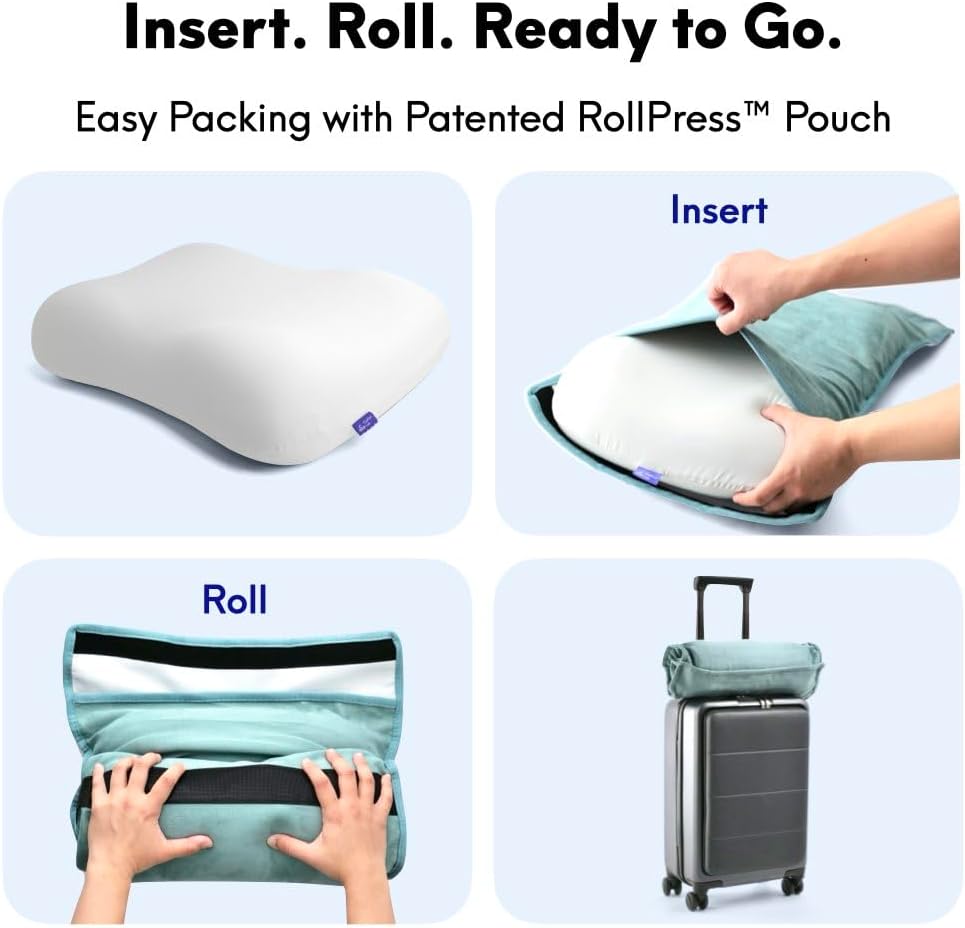 Cushion Lab Travel Deep Sleep Pillow – Compact Memory Foam Neck Pillow for Sleeping, Portable Pillow for Hotels, Camping, Side & Back Sleepers, On-the-Go – Wellness Green - Image 5